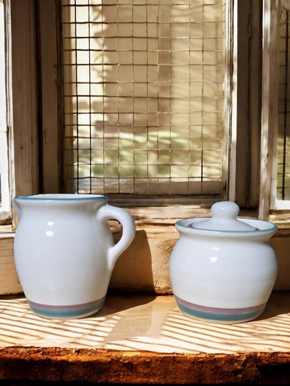 PFALTZGRAFF Vintage JUNIPER Cream Pitcher and Sugar Bowl w Lid Stonewear